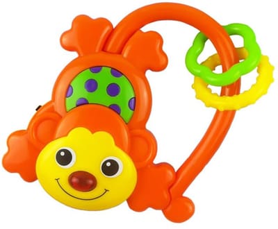 17306 Muzikale Rammelaar Oranje Aap