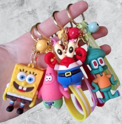 Pradeo - 4-PACK - Alternatieve Sleutelhanger Van Spongebob, Patrick, Octo & Mr Krabs - Spongebob Squarepants - Hard Siliconen - Cadeau Voor Volwassenen en Kinderen - Geschenk Voor Verjaardagen en Feestdagen - Cadeautje Voor Hem & Haar - Key Chain