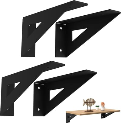 Steun voor planken, 15 cm, zwart, 4 stuks, standaard, 90 graden, driehoekige structuur, perfect voor elk interieur en meubels