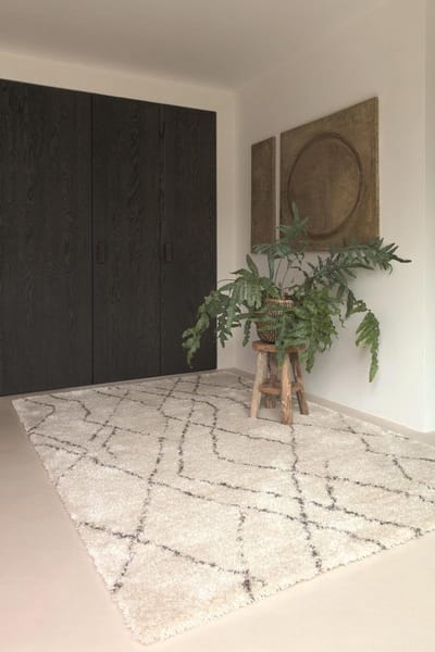 OSTA Lana – Vloerkleed – Tapijt – geweven – wol – eco – duurzaam - modern - berber - Beige Lijnen - 160x230