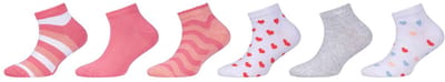 s.Oliver meisjessneakersokken, meisjessneakersokken, katoenen sokken voor kinderen, 6-pack sokken, sneakersokken voor meisjes, sokken met motief, comfortabele kindersokken, vrijetijdssokken