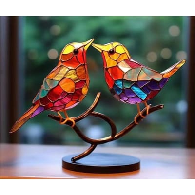 Metalen Vogel Ornamenten Huisdecoratie Ornamenten Honderd Bloemen Vogel Acryl Huisdecoratie Woonkamer en Slaapkamer Decoratie Metallic