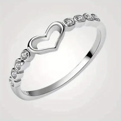 Huitan Hol Hart Vingerringen voor Vrouwen Prachtige Dunne Ringen Bruiloftsbanden Accessoires Verjaardagscadeau Statement Sieraden 9 white