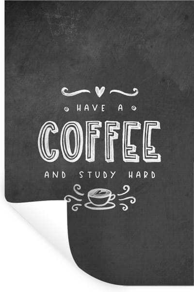 Muurstickers - Sticker Folie - Studeren - Studenten - Koffie - Quotes - Krijtbord - 20x30 cm - Plakfolie - Muurstickers Kinderkamer - Zelfklevend Behang - Zelfklevend behangpapier - Stickerfolie