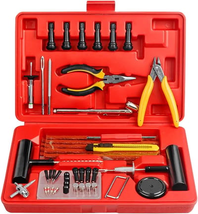 Bandenreparatieset - Lekke banden - Auto onderhoud - 74 delig - 31 cm - Rood