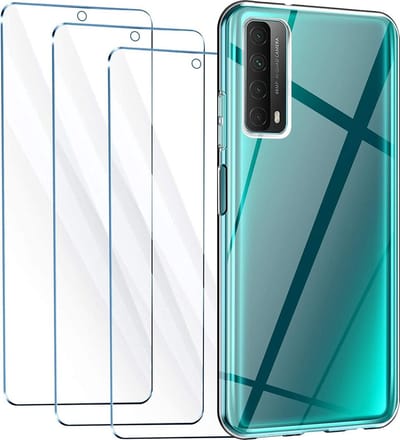 Geschikt voor Huawei P Smart 2021 Hoesje Transparant silicone hoesje / Geschikt voor Huawei P Smart 2021 hoesje backcover Clear TPU Case -met Screenprotector voor Geschikt voor Huawei P Smart 2021 3 pack