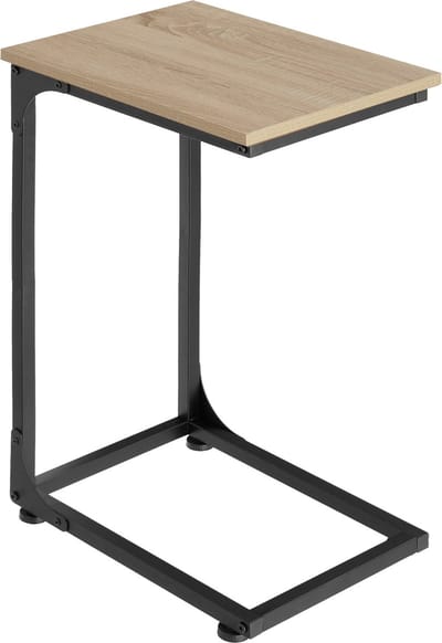 tectake® C-vormige bijzettafel in industrieel design, 30 x 40 x 63 cm, salontafel voor koffie, laptop, bank, bed, woonkamer, slaapkamer, zwart metalen frame (industrieel lichtbruin )