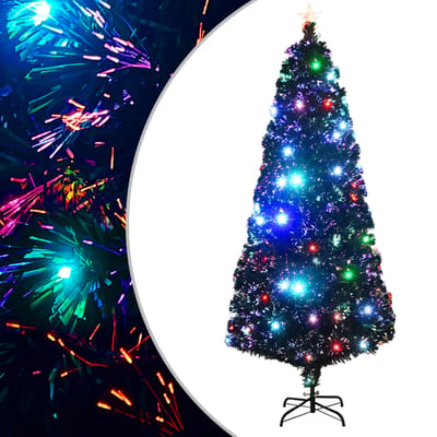 vidaXL - Voorverlichte - kerstboom - met - standaard - en - LED - 210 - cm - glasvezel