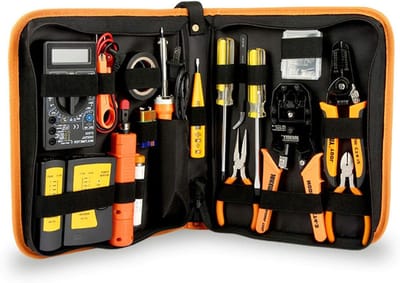 Netwerk Gereedschap Set - Krimptang Kit - Netwerk Installatie - 17 Delige Set - 30 cm - Zwart