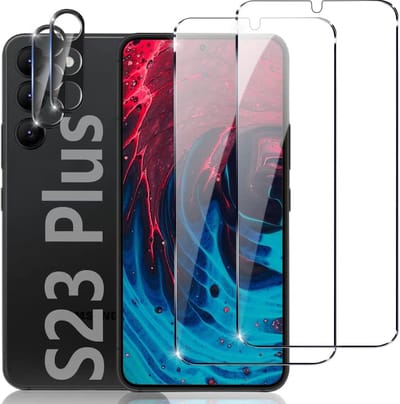 Casemania Glas Combi Geschikt voor Samsung Galaxy S23 Plus Screenprotector Glas Gehard - Camera Lens Glas - Tempered Glass - Volledige Bescherming - 2 Stuks