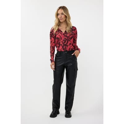 EsQualo Trousers Cargo Vegan Leather Black Maat: 36 | Pantalons Outlet | Dames | Zwart