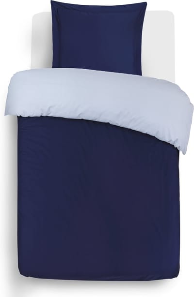 VISION Bicolor - Tweezijdig omkeerbaar Dekbedovertrekset - 100% katoen: zacht en soepel - Eenpersoons - Dekbedovertrek 140 x 200 cm met 1 bijhorende sloop - Blauw/grijs - Oekotex gecertificeerd