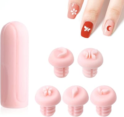 Nail Art Stamper Penset met 5 Ontwerpen - Siliconen Bloemen Stempel Pen voor DIY Nail Art - Gereedschap voor Graffiti Nail Stamping - Vrouwen Beginnerscadeau