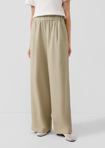 s.Oliver - female - Twill broek met wijde pijpen en plooi