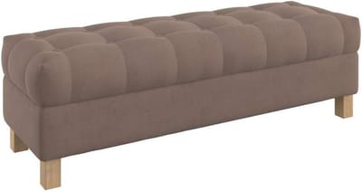 Zitbank met opbergruimte - Voetenbank kist - Extra zitplaats - Knopen decoratie - 140 cm breed - Bruin