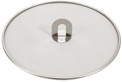 Dailygoods - Anti-deksel - Olie- en vetspatbescherming - 33 cm - Roestvrij staal - Herbruikbaar - Geschikt voor verschillende pannen - Zilver