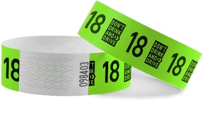 CombiCraft Standaard Bedrukte Polsbandjes 18+ Don't Drive Don't Drink - Groen - 500 stuks