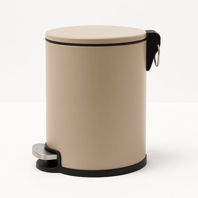 Pedaalemmer 3 Liter - H24 cm - Taupe - Metaal - Softclose - Compacte Vuilnisbak voor Badkamer of Toilet