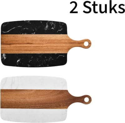 2 Stuks - Snijplank - Keukenplank - Kaasplank - Tweekleurig - Acaciahout - Meerkleurig