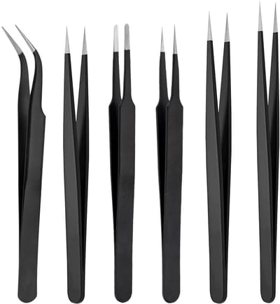 Dailygoods- Tweezers Set 6 Stuks - Roestvrij Staal - Professionele Pincet voor Wenkbrauwen - Antislip - Duurzaam - Makkelijk te Reinigen - Epilatietang