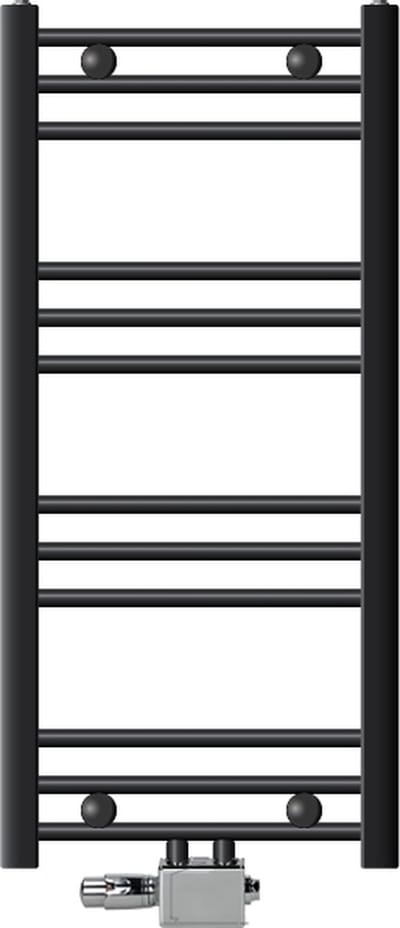 Badkamer radiator middenaansluiting 400x800 mm antraciet recht met LuxeBath universele aansluitset