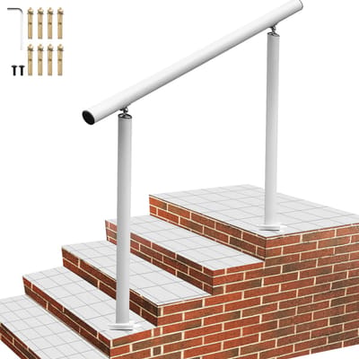 VEVOR Leuning, Trapleuning Lengte 121,9 cm, Leuning Wandleuning Wandtrap 91,4 cm,Trapleuning Hoogte, Roestvrij Staal met Metalen Pluggen, Banister Rail Support Kit Gepolijst RVS Voor Binnen en Buiten