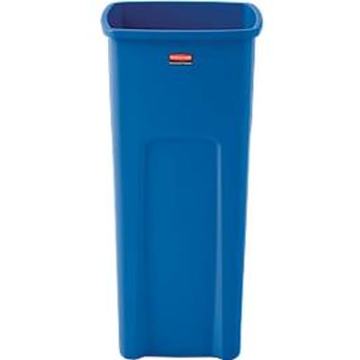 Rubbermaid afvalbak Untouchable, vierkant, met klemgleuf, L 394 x B 419 x H 836 mm, 87 l, kunststof, blauw, met recyclinglogo
