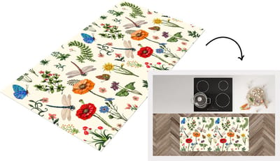 Keukenloper - Loper keuken - Insecten - Bloemen - Zomer - Regenboog - Patroon - 120x60 cm - Keukenloper vinyl
