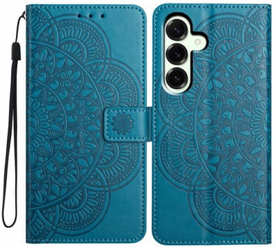 Mandala Book Case Geschikt voor Samsung Galaxy A17 / A26 - Hoesje met Pasjeshouder Blauw