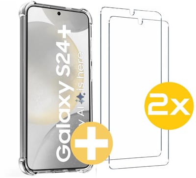 Hoesje en Screenprotector Combi Geschikt Voor Samsung S24+ (S24 PLUS) - Anti Shock Hoesje + 2x Screenprotector
