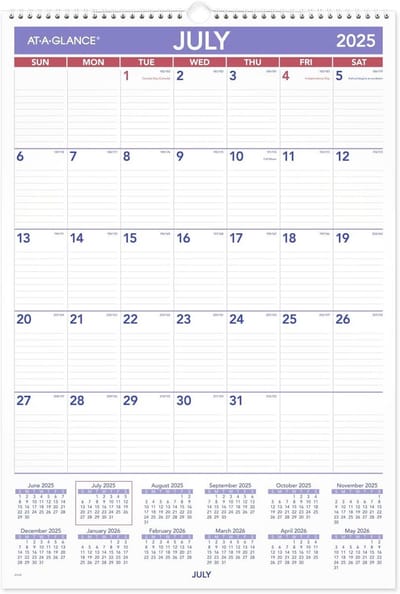 Grote Jaarkalender 2025-2026 - Maandoverzicht met Ruime Dagblokken - Academisch Formaat