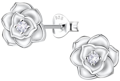 Joy|S - Zilveren bloem oorbellen - 9 mm - zirkonia - massief - sterling zilver 925 - t32