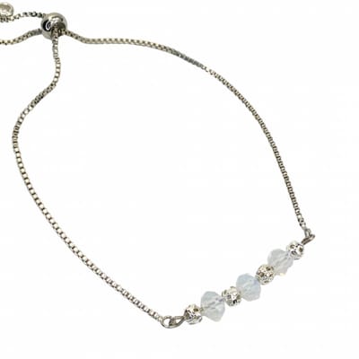 Zilverkleurige Armband met wit - verstelbaar - Charme Bijoux