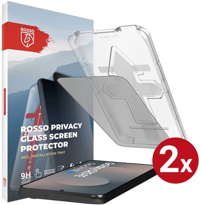 Rosso Privacy Screen Protector Geschikt voor Samsung Galaxy S25 FE - 9H Gehard Glas - Installatietray - Case Friendly Tempered Glass - Stofvrij - Eenvoudige Installatie - 2-Pack