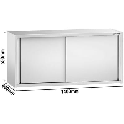 GGM Gastro Edelstahl Wandhängeschrank PREMIUM - 1400x400mm - mit Schiebetür - 650mm hoch Zilver