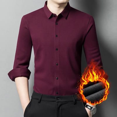 Winter Wollen Heren Velvet Shirt, Jonge en Middelbare Leeftijd Mode Koreaanse Stijl Effen Kleur Warm Poloshirt Casual Shirt voor Heren XXXXL