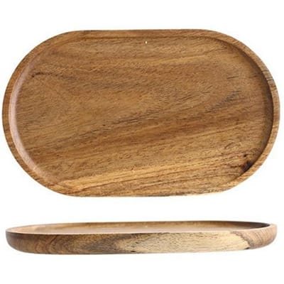 Japanse Houten Dienblad Ovaal Acacia Hout Dienblad Dessert Taartbord Fruit Snack Opbergkom Koffie Onderzetter Huis Tafelgerei Accessoires brown