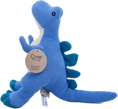 Cute since 1999 - Dinosauruspark - Dinosaurus speelgoed - Blauwe zitten dino - Katoen Knuffel - 22 cm