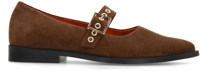 Manfield - Dames - Cognac suède loafers - Maat 37