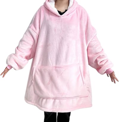 Bovista Knuffeldeken - Plaid - Onesie - Hoodie Deken Met Mouwen - Fleece Blanket - Dames - Heren - Kinderen - Extra Zacht - Roze