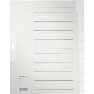 Leitz 1220 Register DIN A4, Bovenbreedte blanco Manila papier Grijs 20 tabbladen 12200085