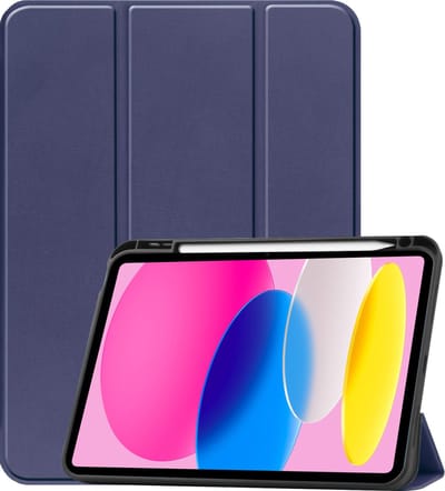 Hoesje - Geschikt voor Apple iPad 10 (2022) - 10.9 inch - 10e Generatie - Dun & Stevig - Trifold Bookcase - Hard Cover Case - Met Uitsparing Geschikt voor Apple Pencil - Hardcover Book - Tablet Hoes - Donkerblauw