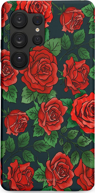Casetastic Hoesje Geschikt voor Samsung S25 Ultra - Stijlvolle Beschermende Duo-layer Case - Rozen rood