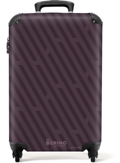 NoBoringSuitcases.com - Koffer - Diagonale lijnen in paarstinten - Past binnen 55x40x20 cm en 55x35x25 cm - Trolley handbagage - Valiezen met wieltjes volwassenen - Reiskoffer op wielen - Rolkoffer lichtgewicht