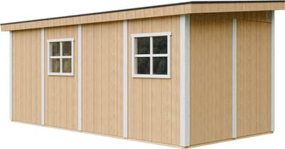 Timbela M940B-HARVEST HONEY - LP SmartSide Tuinhuis op houtbasis - 11,47 m² - 530x248xH231 cm - zonder vloer en zijwand (totaal 3 wanden) met verf