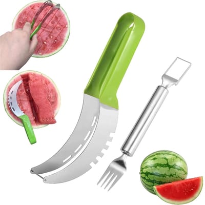 Dailygoody - Watermeloensnijder - Pasteque mes - Snel snijden - 2 stuks - Multifunctioneel - Ideaal voor thuisgebruik - Roestvrij staal