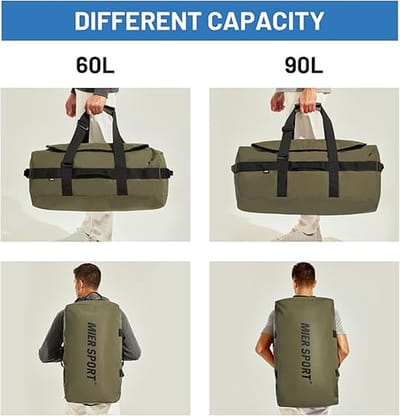 Sporttas voor heren, waterbestendige reistas, groot, heavy duty, convertible sportrugzak met rugzakriemen en schoenenvak, voor sportschool, sport, reizen, duffle bag, grijs, 60 L, reistassen