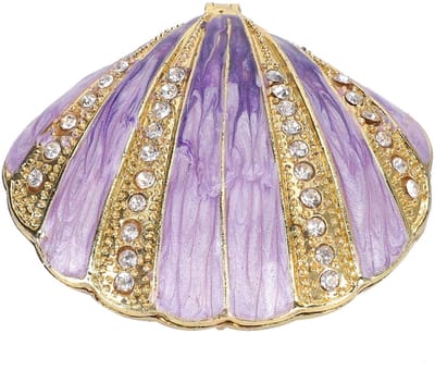 Dailygoody - Shell Jewelry Box - Verzamelbare Sieradenhouder - Modern - Paarse Kleur - Decoratie - Zee Dieren - Geschikt voor Meisjes