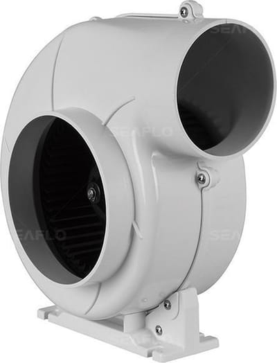 Heavy duty, flex montage Bilge ventilator/luchtververser, 24V, 550 m3/uur (in Ø 150 mm, uit Ø 100 mm)