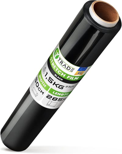 Stretchfolie 500 mm - Zwart - 23 Micrometer Dikte - Rol van 150 Meter - Scheurvast en Beschermend voor Verpakking